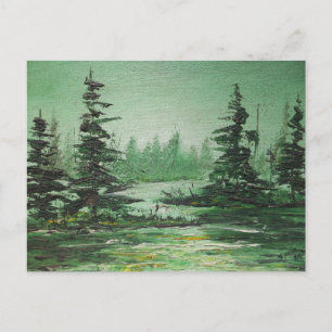 Postal Postcard Ann Hayes pintando bosque verde