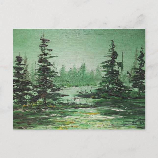 Postal Postcard Ann Hayes pintando bosque verde (Anverso)