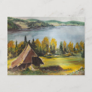 Postal Postcard Ann Hayes Pintando Chalet En El Lago