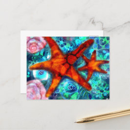 Postal Postcard - Arte de Playa de Starfish Whimsical