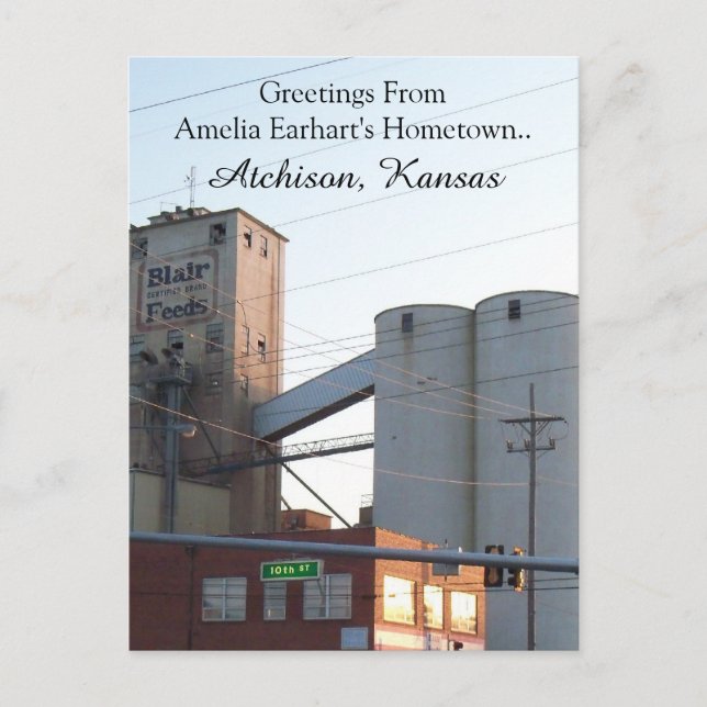 Postal Postcard Atchison Kansas Hometown Amelia Earhart (Anverso)