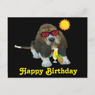 Postal Postcard Baby Basset Summer Time Feliz cumpleaños