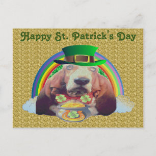 Postal Postcard Basset Hound Happy St. Patrick