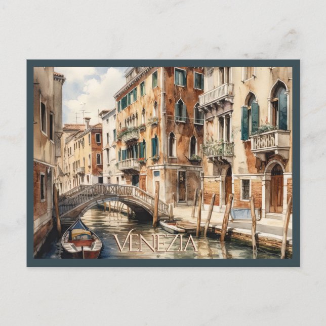 Postal POSTCARD Beautiful Watercolor of Venice Travel (Anverso)