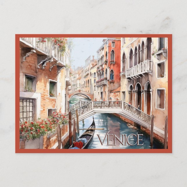 Postal POSTCARD Beautiful Watercolor of Venice Travel (Anverso)