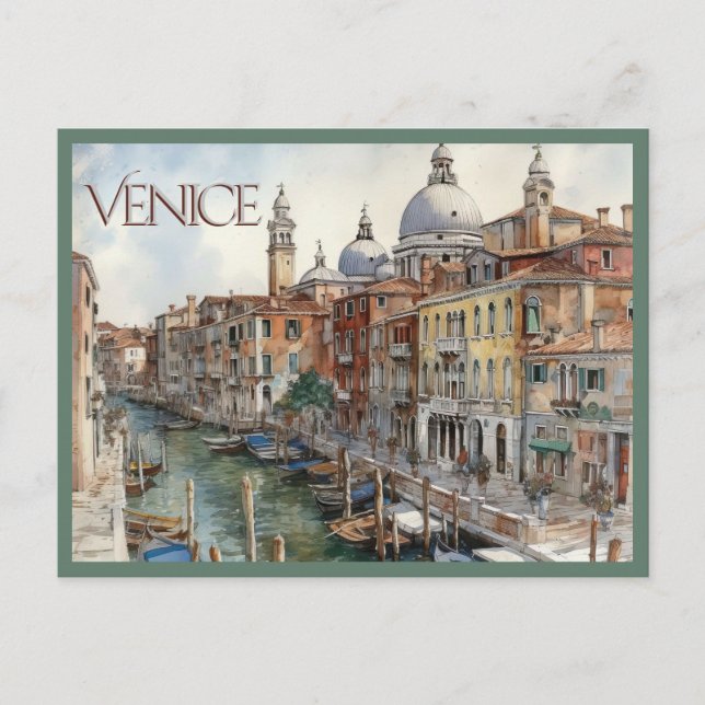 Postal POSTCARD Beautiful Watercolor of Venice Travel (Anverso)