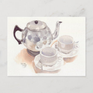 Postal Postcard Bella Artes- Té Set, acuarela