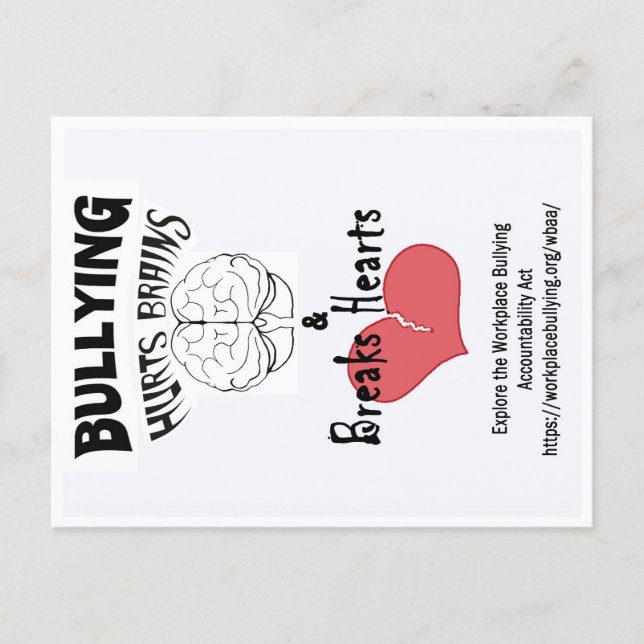 Postal Postcard-Bullying Hurts Brains & Breaks Hearts (Anverso)