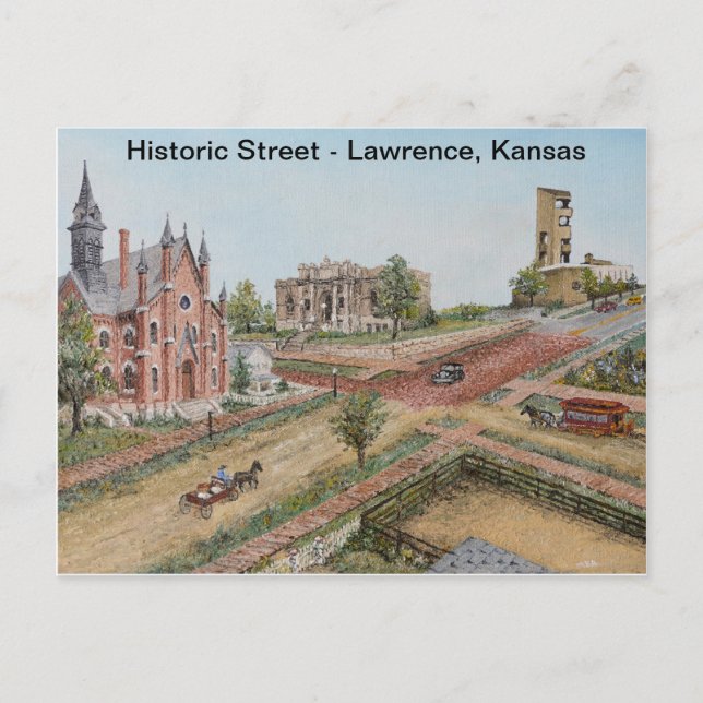 Postal Postcard - Calle Histórica: Lawrence, Kansas (Anverso)