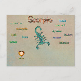 Postal Postcard características de zodiaco escorpio