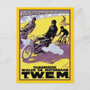 Postal Postcard: Carrera de moto y bicicleta