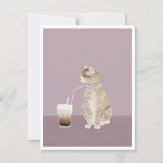 Postal Postcard - Cat with Coffee