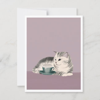 Postal Postcard - Cat with Coffee