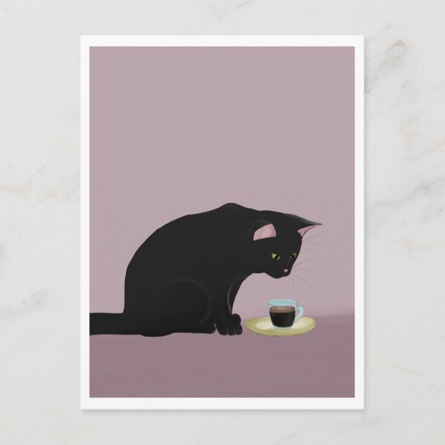 Postal Postcard - Cat with Coffee (Anverso)