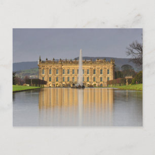 Postal Postcard Chatsworth House Lake Reflexiones Reino U