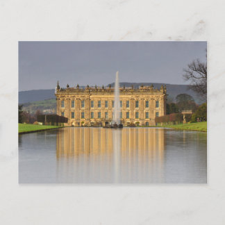 Postal Postcard Chatsworth House Lake Reflexiones Reino U