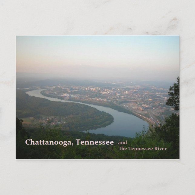 Postal Postcard - Chattanooga TN y el río Tennessee (Anverso)