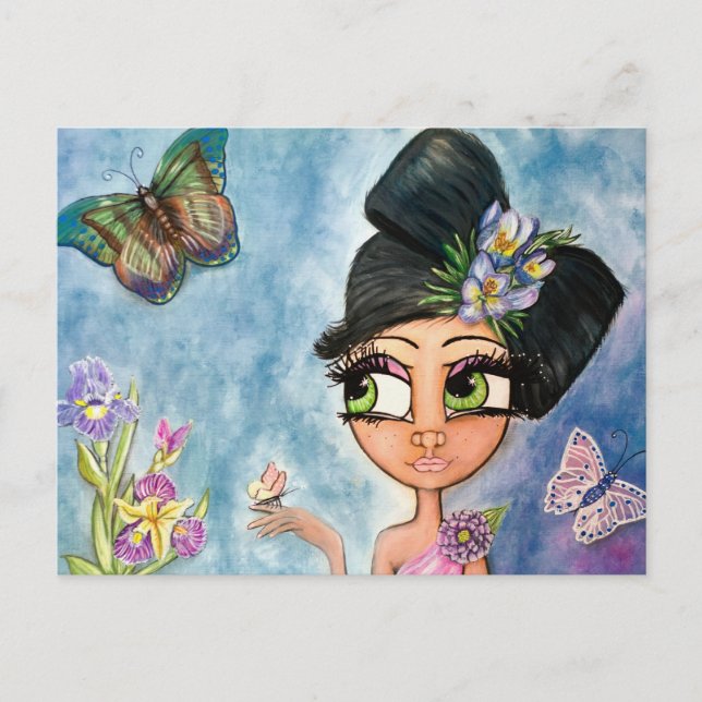 Postal Postcard Chica de mariposa (Anverso)