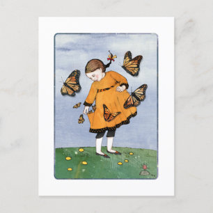 Postal Postcard Chica de mariposa