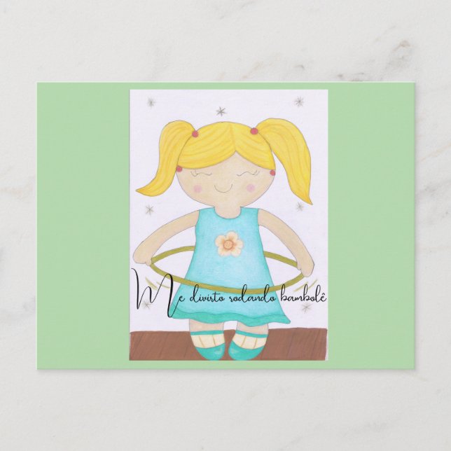 Postal Postcard Child playing with a hula hoop (Anverso)