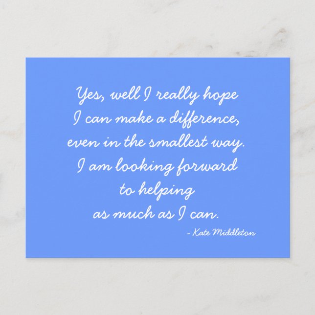 Postal Postcard citando a Kate Middleton (Anverso)