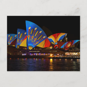 Postal Postcard Colorful Sydney Opera House en Night Aus.