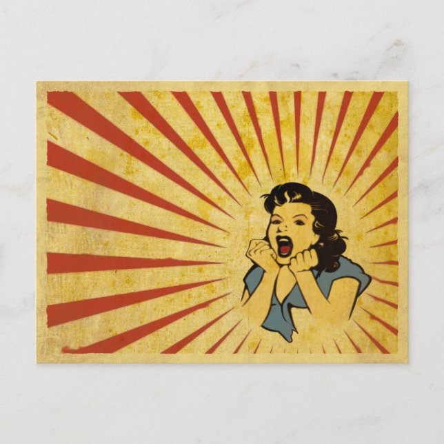 Postal Postcard con dibujo de Chica de cosecha de Guay (Anverso)