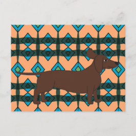 Postal Postcard con diseño de Dachshund y Southwestern
