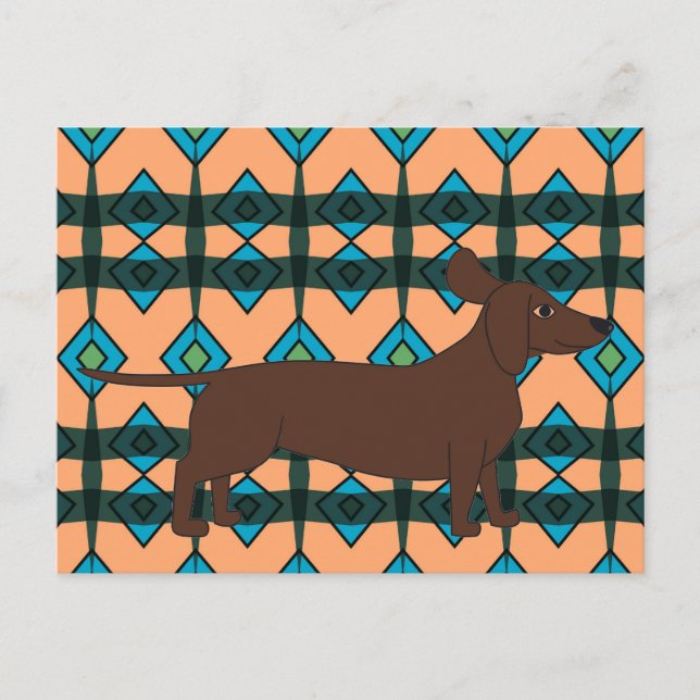 Postal Postcard con diseño de Dachshund y Southwestern (Anverso)