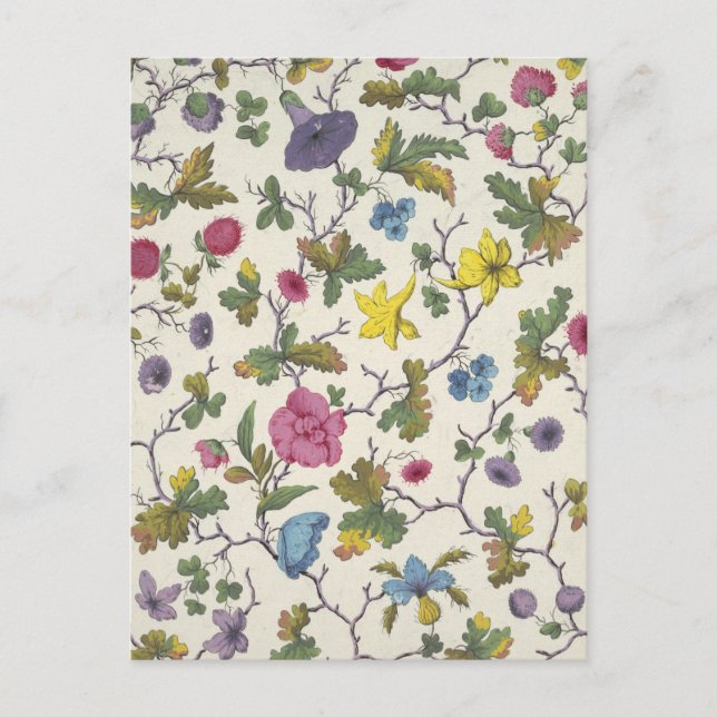 Postal Postcard con diseño floral para tela impresa (Anverso)