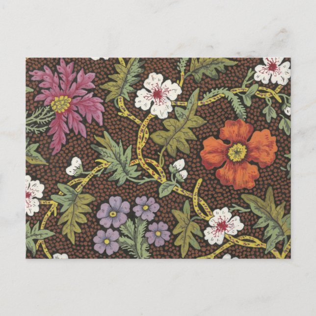 Postal Postcard con diseño floral para tela impresa (Anverso)