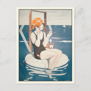 Postal Postcard con Ilustracion francés de verano vintage