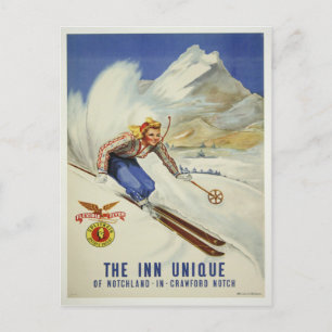 Postal Postcard con impresión de esquí de época