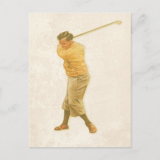Postal Postcard con jugador de golf de época (Anverso)