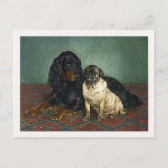 Postal Postcard Con Perros Cubiertos Pintados (Anverso)