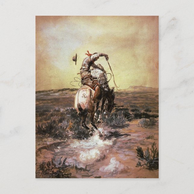 Postal Postcard Con Pintura De Charles Marion Russell (Anverso)