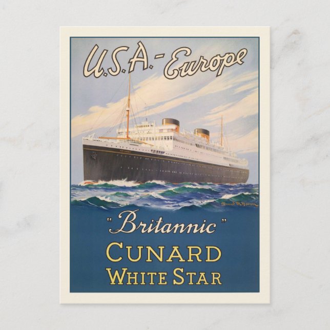 Postal Postcard con Poster de publicidad en cruceros (Anverso)