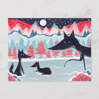 Postal Postcard con zorros negros lindos