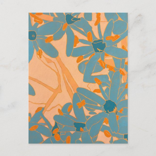Postal Postcard Contemporary Leaf Design in Peach (Anverso)