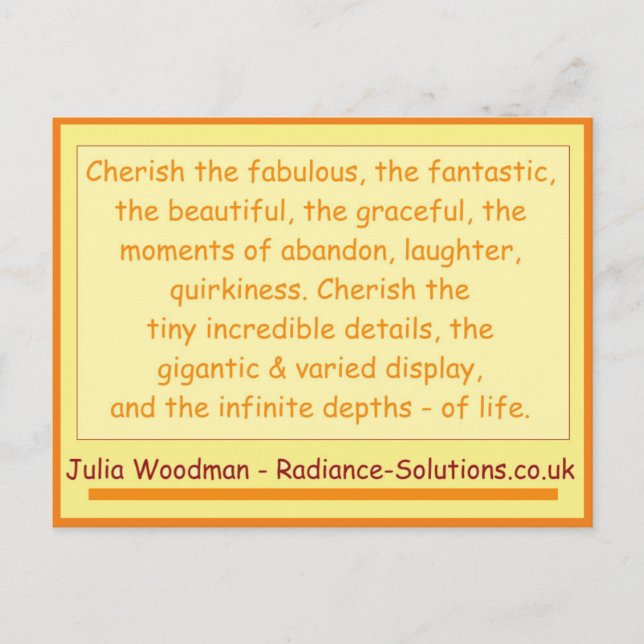 Postal Postcard creativo 10 cosas más para apreciar / are (Anverso)