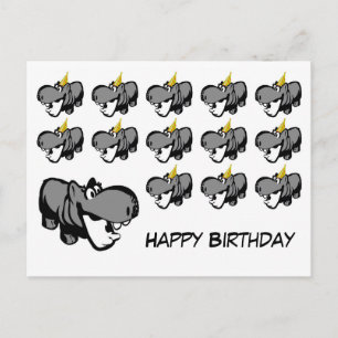 Postal Postcard - Cumpleaños feliz de Hippo - Nilpferd