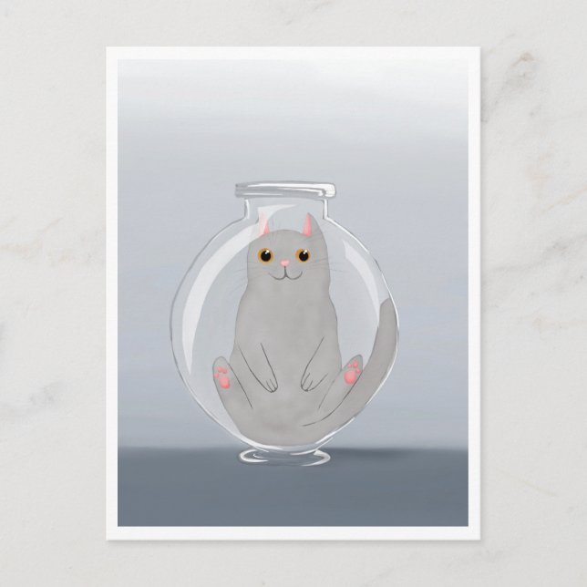 Postal Postcard - Cute Cat in Glass (Anverso)