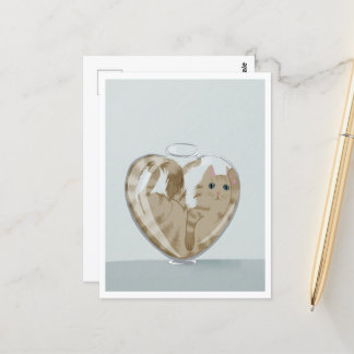 Postal Postcard - Cute Cat in Glass
