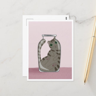 Postal Postcard - Cute Cat in Glass