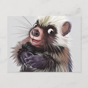 Postal Postcard Cute Porcupine