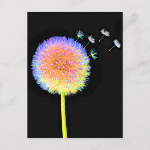 Postal Postcard Dandelion Seeds Neon