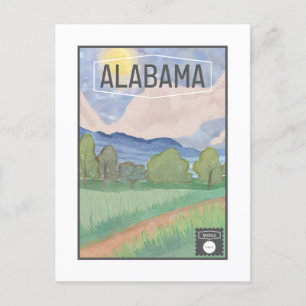 Postal Postcard de Alabama - Diseño de acuarela