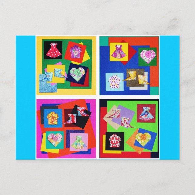 Postal Postcard de arte Vivid Origami (Anverso)
