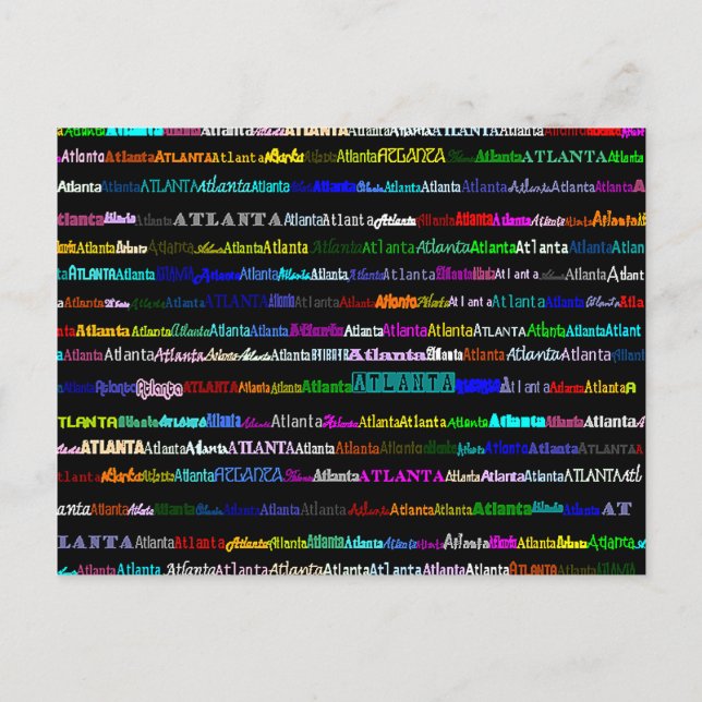 Postal Postcard de Atlanta Text Design I (Anverso)