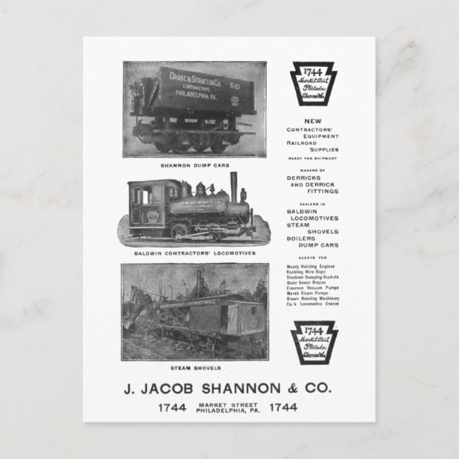 Postal PostCard de Baldwin Locomotive Works Contractor (Anverso)